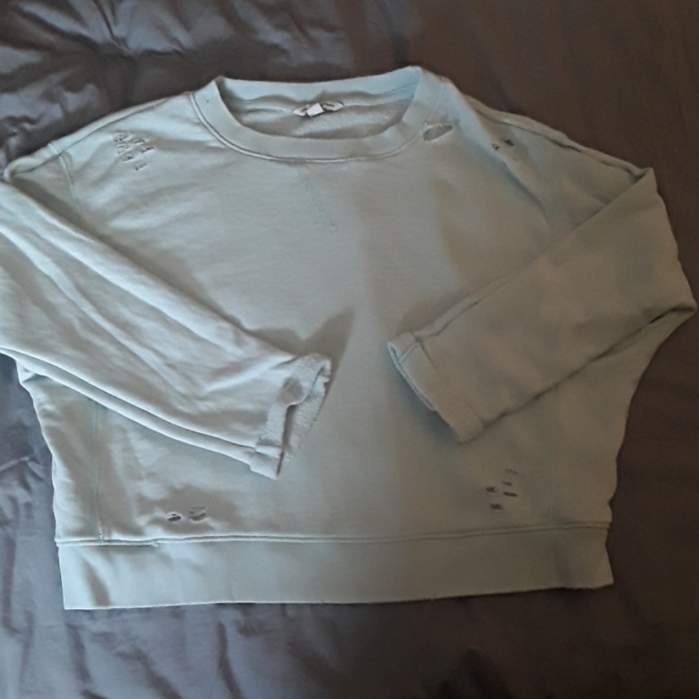 EUC mint green 'destroyed'  sweatshirt